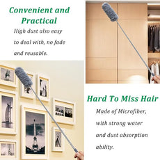 2 Pack Microfiber Feather Duster for Cleaning, Hand Washable Dusters with Extendable Pole, Cleaning Tools for Office, Car, Window, Furniture, Ceiling Fan