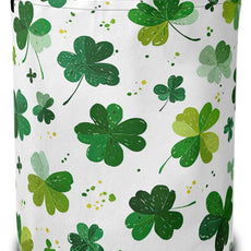 Green Lucky Clover Laundry Basket-Large Foldable Hamper Holder Portable Tall Collapsible Laundry Hamper Storage Basket Bin with Handles, Canvas & Waterproof lining for Household Items