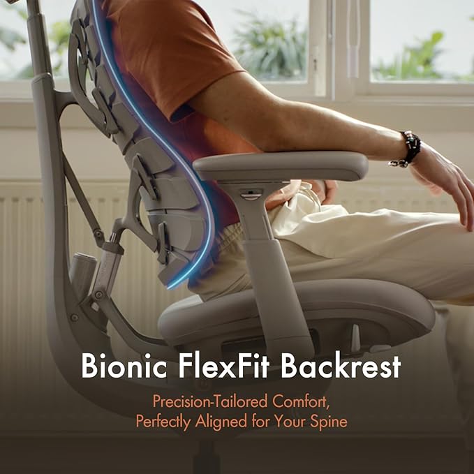 LiberNovo Dynamic Ergonomic Office Chair - Comfy Adjustable Desk Chair with Adaptive Lumbar Support, 160° Recline & Built-in Spine Stretch for Back Comfort, Home Office Long Hours Use, Black+45cm