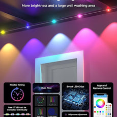 POOFZY Permanent Outdoor Lights for House,100ft RGB+IC Smart Outdoor Decor, 50 Scene Modes,App/Remote Control,IP67 Waterproof,for Christmas,Halloween,Daily & Holiday Party Decor,House Roof Lighting