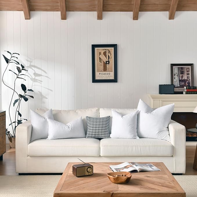 16X26 Oblong Feather & Down Pillow Insert, 100% Cotton Fabric, Set of 2, White