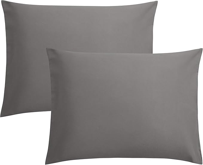 FLXXIE Microfiber Pillow Cases Standard Size, Soft Pillowcases with Envelope Closure, Wrinkle, Stain Resistant Pillow Covers, 20x26, Dark Grey