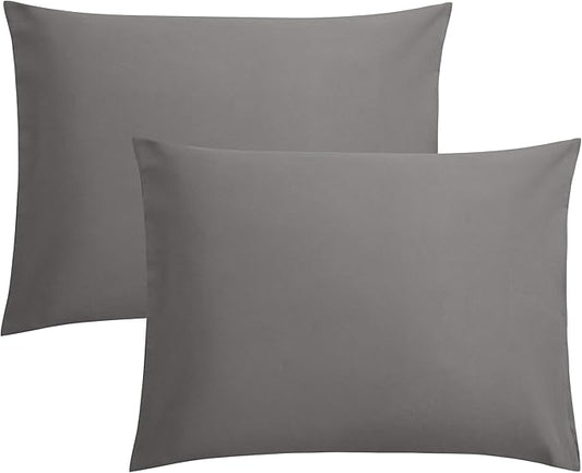 FLXXIE Microfiber Pillow Cases Standard Size, Soft Pillowcases with Envelope Closure, Wrinkle, Stain Resistant Pillow Covers, 20x26, Dark Grey
