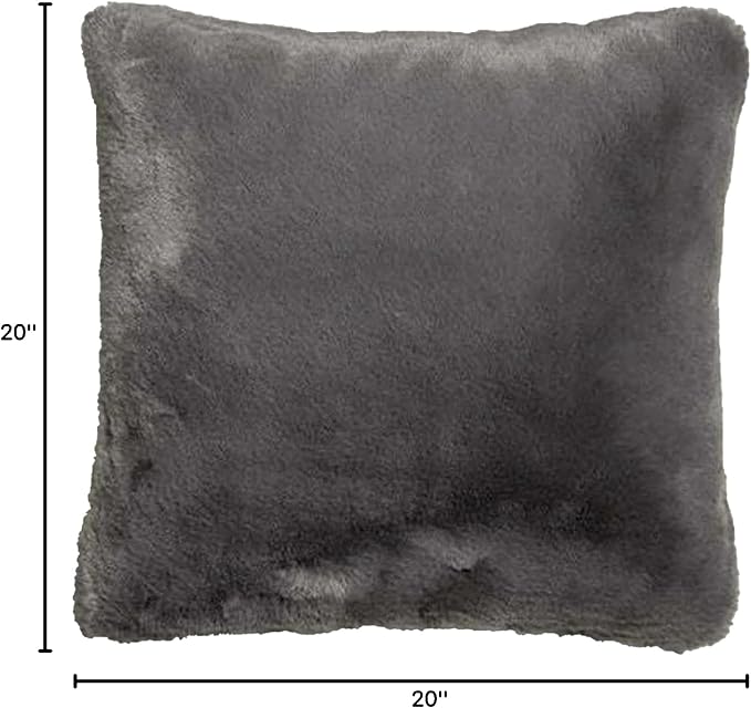 UnHide Squish - Faux Fur Pillow - Extra Soft Throw Pillow - Square Shaped Pillow, Polyester Fill - Machine Washable - Perfect for Living Room, Bedroom, or Guest Room - 20” x 20” - Charcoal Charlie