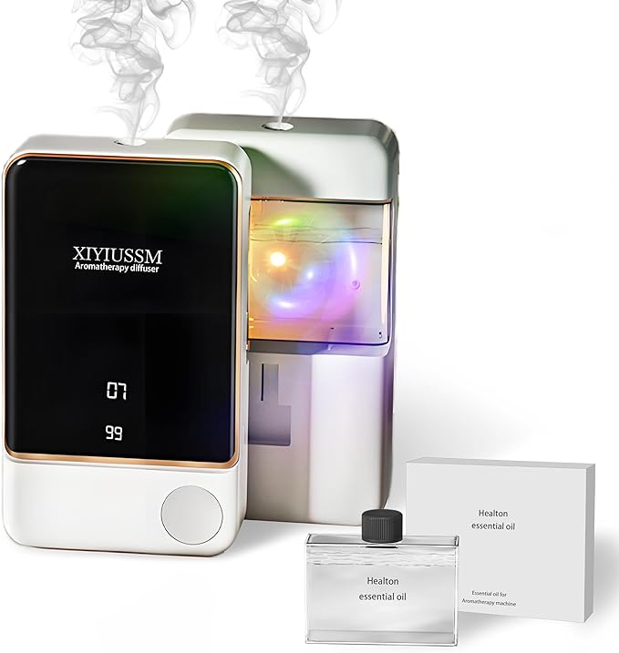 Waterless Essential Oil Diffuser for Home & Office Cordless Battery Operated Aroma Diffuser with 7 Mist Levels, Ultrasonic Air Freshener for Large Rooms Bedroom Bathroom Car Small & Portable