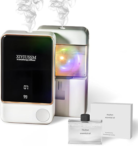 Waterless Essential Oil Diffuser for Home & Office Cordless Battery Operated Aroma Diffuser with 7 Mist Levels, Ultrasonic Air Freshener for Large Rooms Bedroom Bathroom Car Small & Portable