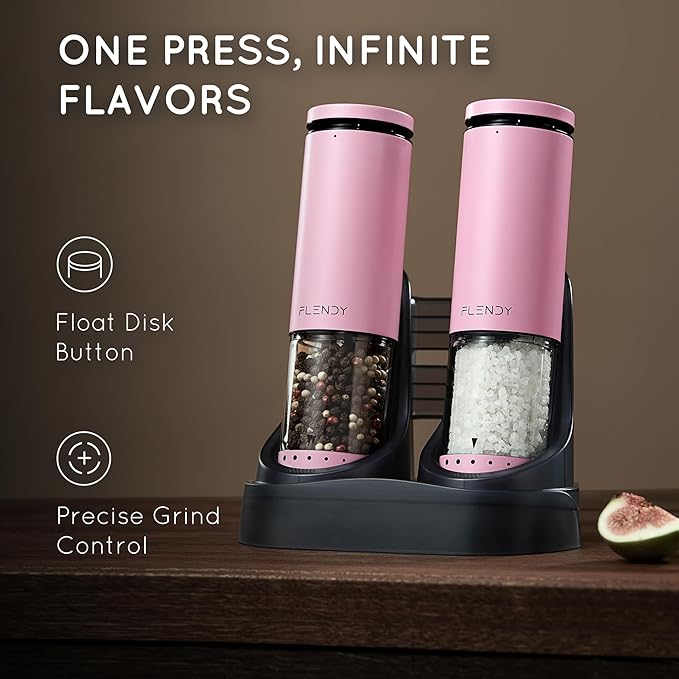 Electric Salt and Pepper Grinder Set Rechargeable, Automatic Salt and Pepper Grinder Set with Oversized Top Button, Stainless Steel Electric Salt and Pepper Shakers Set