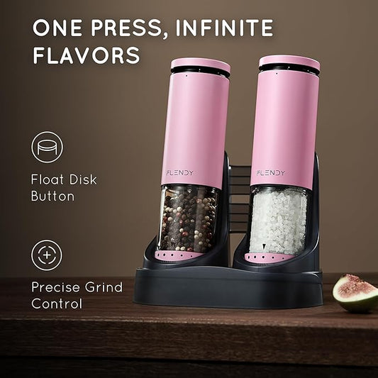 Electric Salt and Pepper Grinder Set Rechargeable, Automatic Salt and Pepper Grinder Set with Oversized Top Button, Stainless Steel Electric Salt and Pepper Shakers Set