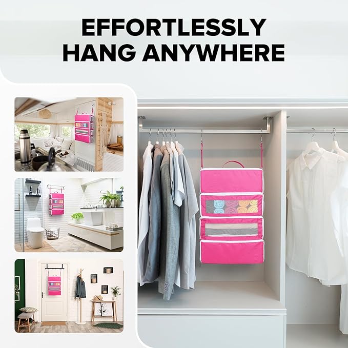 Suitcase Organizer, Travel Luggage Organizer Hanging Shelves Packing Cube Closet/Collapsible Portable Travel Organizer for Carry-on