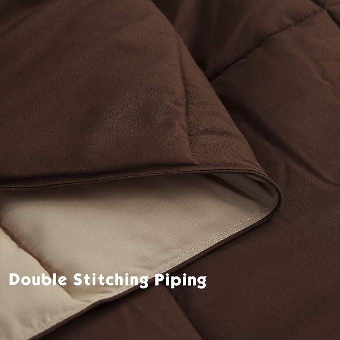 HIG 3pc Down Alternative Comforter Set - All Season Reversible Comforter with Two Shams - Quilted Duvet Insert with Corner Tabs - Box Stitched - Super Soft, Fluffy (King/Cal King, Chocolate)