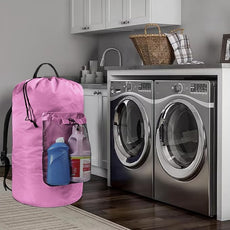 Laundry Bag with Shoulder Straps and Mesh Pocket Laundry Backpack Large Portable Laundry Hamper for College Laundromat Apartment