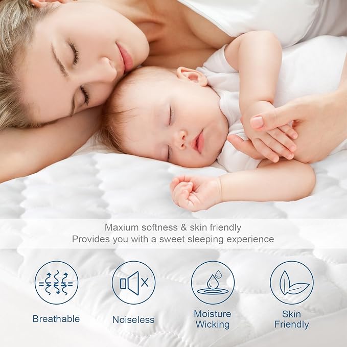 SPRINGSPIRIT Waterproof 2 Pack Cot Mattress Pad/Topper 30'' x 75'', Breathable Cot/Rollaway Bed Mattress Protector for Camping, Daybed, Guest Bed