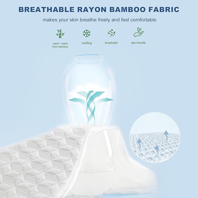 GRT Waterproof Mattress Protector King, Rayon Bamboo Mattress Protector Cooling Breathable, 3D Air Fabric Soft Mattress Cover with 6-26 inches Deep Pocket, Mattress Pad Machine Washable