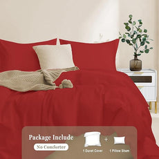 100-Percent Cotton Duvet Cover Set, Hidden Zipper Closure, Ultra Soft, Easy Care and Durable, Simple Bedding Style, Twin, Red (Comforter Not Included)