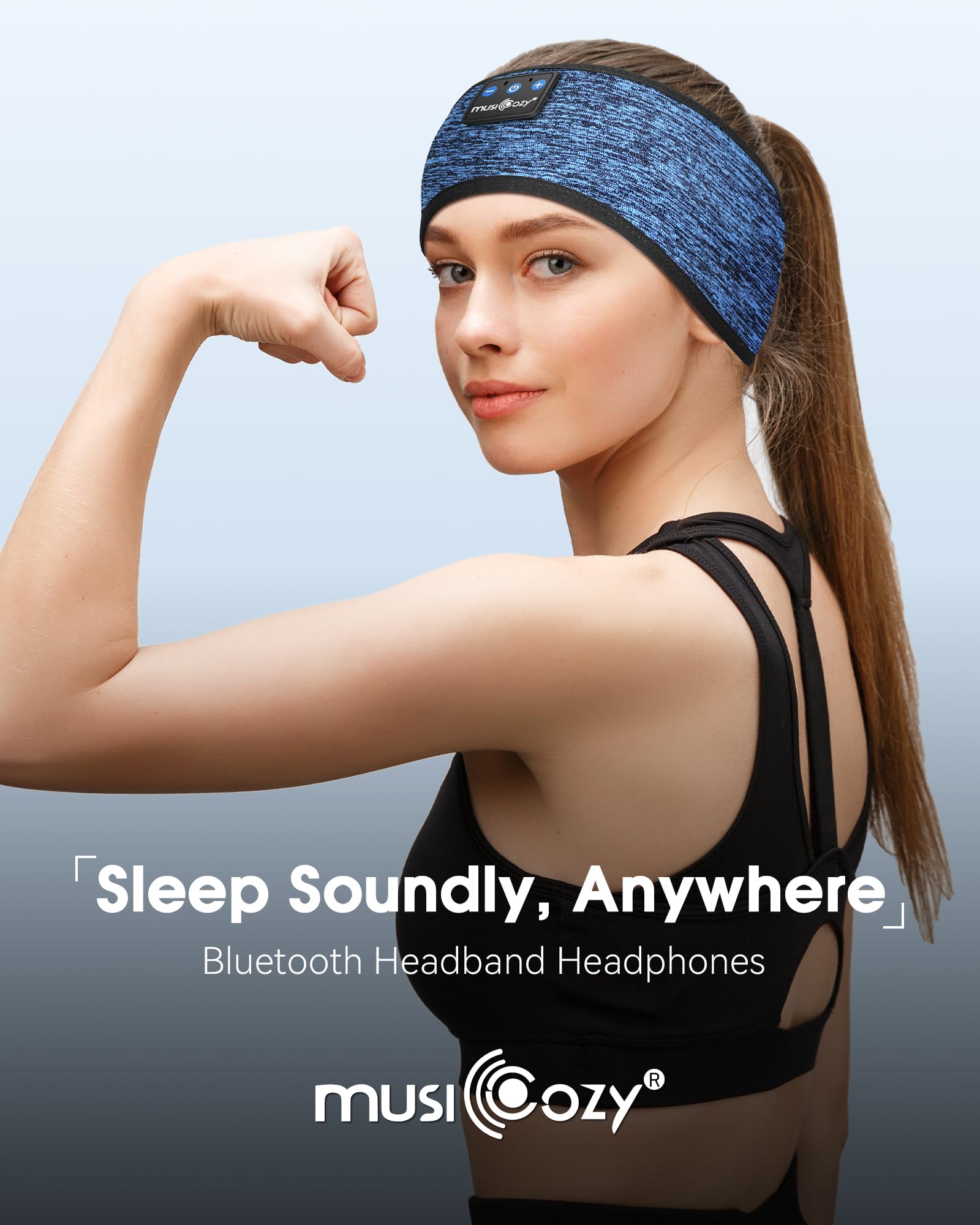 MUSICOZY Sleep Headphones Bluetooth 5.4 Headband, Sports Wireless Earphones Sweat Resistant Earbuds Sleeping Headphone with Ultra-Thin HD Stereo Speaker for Workout Running Cool Gadgets Unique Gifts Dormly