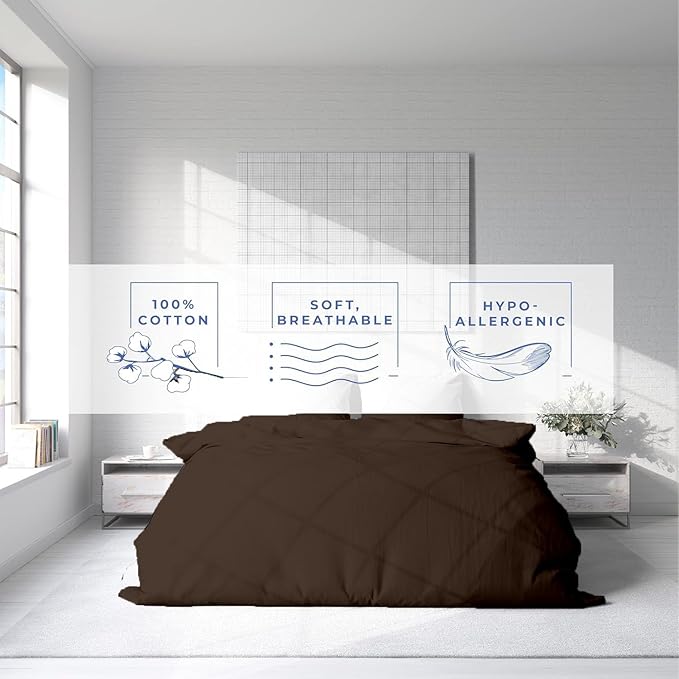 Kotton Culture 3 Pc 120" x 98" Duvet Cover Set Oversized King 100% Egyptian Cotton - 600 Thread Count Comforter Cover, Zipper Closure & Corner Ties - Fits Large King Inserts - Chocolate