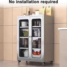 ZZV Stainless Steel Storage Cabinet, Rolling Kitchen Cabinet with Wheels, Heavy Duty Floor Cabinet for Kitchen, Garage, Restaurant, Outdoor, No Assembly Required, D15.75 x W23.62 x H41.74