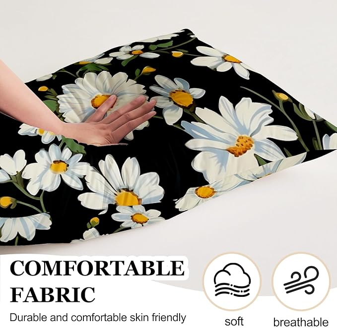 Microfiber Body Pillow Cover with Hidden Zipper,Comfortable Fabric,Floral Print Pattern Body Pillow Case,Lightweight and Breathable,The Size is 20 "X 54"(05-Little Daisy)