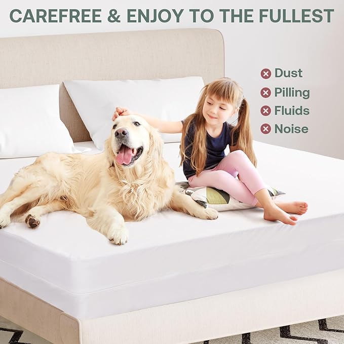 60"x80" Queen Mattress Protector(6-10 in. Deep) Waterproof Mattress Cover Zippered Soft Breathable Skin-Safe Encasement for Queen Bed Sheets