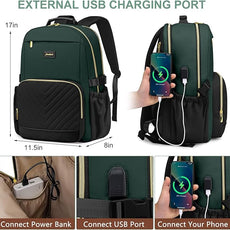 Laptop Backpack for Women Bookbag: 15.6 inch Work School Backpacks with Pouch Pocket for Large Capacity Cup & USB Charger College Book Bag Travel Business Nurse Teacher Bookbags Anti-theft Back Pack