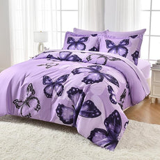 ARTALL Bed in A Bag Full/Queen Size 7 Pieces, Purple Big Butterfly Bedding Comforter Set All Season Bed Set with Comforter, Pillow Shams, Flat Sheet, Fitted Sheet, Pillowcases