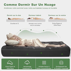 BEDLORE Queen Mattress Topper Viscose Derived from Bamboo, Thick Pillow Top Mattress Pad with Stretchable Pockets for 6-18 inches Mattress, Soft Mattress Topper for Back Pain Relief(Dark Gray)