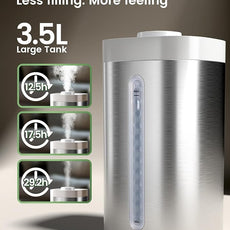 Jack & Rose Stainless Steel Humidifier, Easy to Clean, Dishwasher Safe, Cool Mist Humidifiers for Bedroom