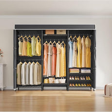 VIPEK V5C Heavy Duty Covered Clothes Rack Portable Closet Rack, Black Metal Clothing Rack with Black Upgarded Polyester Cover, Adjustable Custom Freestanding Closet Wardrobe, Max Load 800LBS