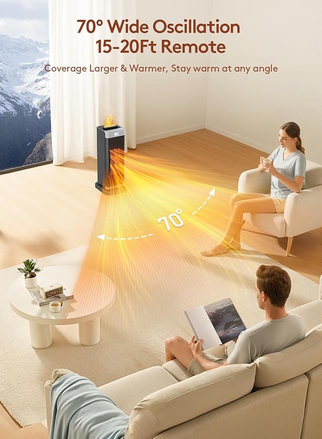 Space Heaters for Indoor Use, Staholz 3 in 1 Portable Space Heater with Humidifier/Ambient Light, Electric Heaters with Thermostat,70° Oscillation,12H Timer,Ultra-Quiet for Bedroom,Office(SL)