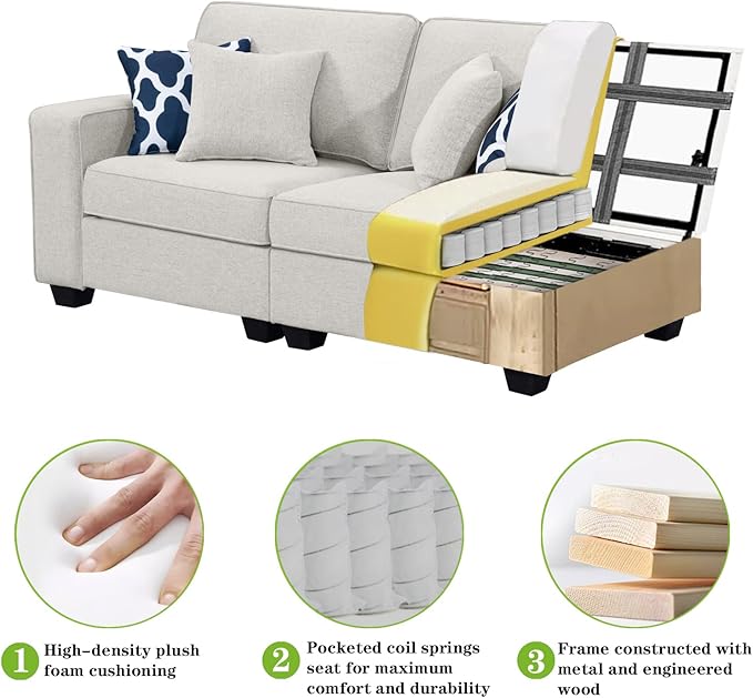 Legend Vansen Modular Sectional Sofa U Shaped Couch with Ottoman Modern Reversible Corner Sectional Couch for Living Room (Cream, U Shaped Sofa-1)