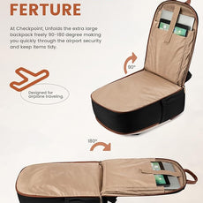 LOVEVOOK 17.3 Inch Laptop Backpack for Women - Work/Business Computer Backpack Purse, Large Capacity Casual Daypack, Travel Bag for Lawyer, Doctor, Teacher, Cream Chestnut Brown