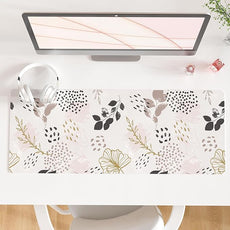 QIYI Large Mouse Pad for Desk, Cute Desk Mat for Desktop, Women Girls Office Décor Desk Accessories, PU Leather Waterproof Gaming Mousepad, Boho Botanical Desk Pad Computer Mat, 31.5