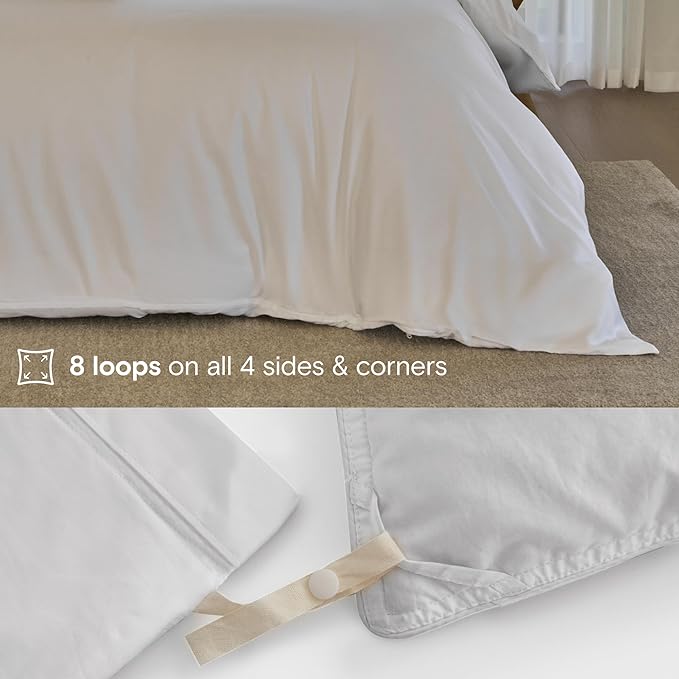 DOZ Duvet Cover Set, 100% Viscose derived from Bamboo, Organically Grown, Buttery Soft, Cooling Duvet Covers, High GSM, 1 Duvet Cover and 2 Pillowcases, 90"x90" (Snow, Full/Queen)