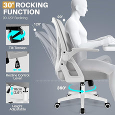 FelixKing Office Chair - Ergonomic Desk Chair Breathable Mesh Task Chair with Wheels and Lumbar Support Home Desk Office Chair with Flip up Armrest Rolling Swivel Computer Chair for Home Office Gray