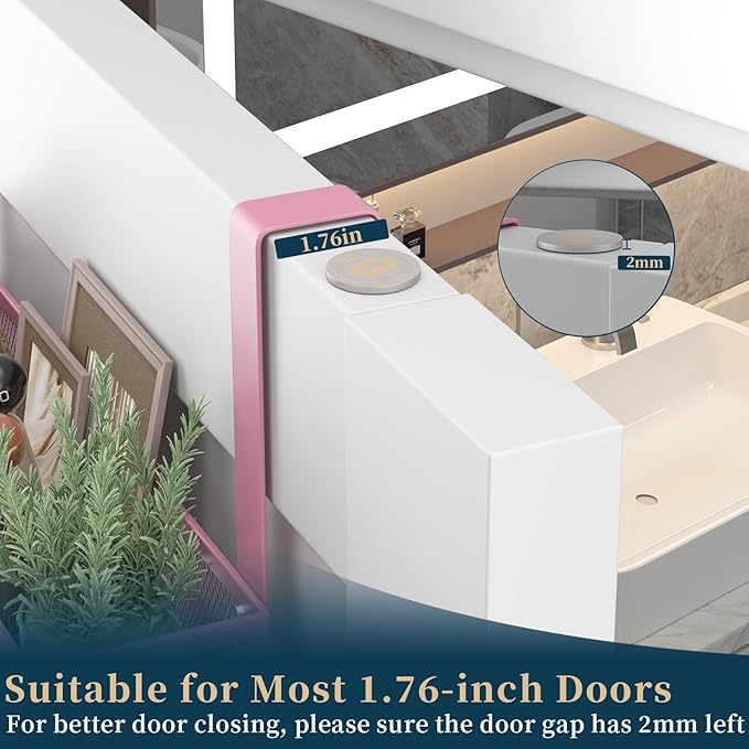 Consumest Over The Door Hooks Organizer - Over Door Hanger with 16 Hooks & 2 Baskets for Hanging Coat, Clothing, Towel, Back Storage for Bathroom, Closet, College Dorm, Pink