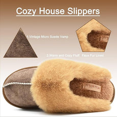 KuaiLu Womens Fluff Dual Memory Foam Slippers Ladies Cozy Arch Support Warm Scuff Slippers Slip on Comfy Winter House Shoes with Non-Slip Indoor Outdoor Hard Sole