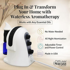 1000 Sq Ft Waterless Diffuser for Essential Oils, Made in USA Black Waterless Aroma Atomizer for Large Room Fragrance, Home Scent Machine, Air Aromatherapy Holiday