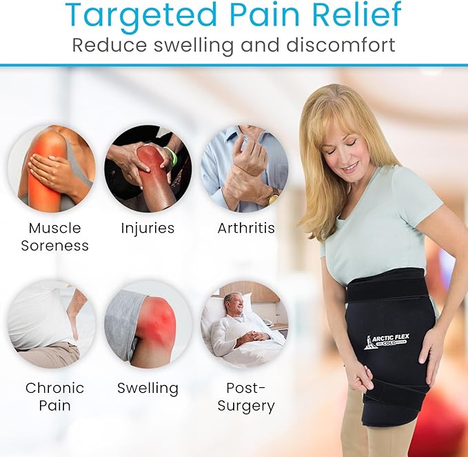 Arctic Flex Large Ice Packs for Injuries Reusable (17" x 12") Durable Gel Soft Ice Pack for Injuries Relief, Hot/Cold Therapy - Flexible Cold Packs, Adjustable for Back, Knee or Shoulder Pain Relief