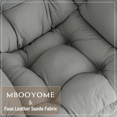 Lazy Chair with Folding Ottoman, Modern Accent Lounge Armchair with Armrests and a Side Pocket & Foldable Footstool, Leisure Reading Chair for Living Room, Bedroom, Dorm & Office, Light Grey