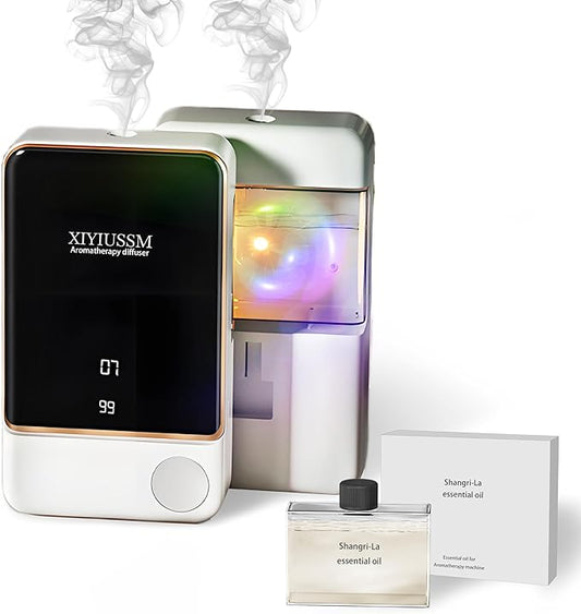 Waterless Essential Oil Diffuser for Home & Office Cordless Battery Operated Aroma Diffuser with 7 Mist Levels, Ultrasonic Air Freshener for Large Rooms Bedroom Bathroom Car Small & Portable