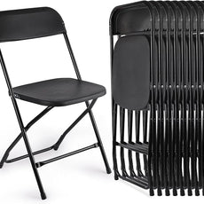 10 Pack Black Folding Chairs, Portable Stackable Commercial Foldable Chair, Indoor Outdoor Plastic Folding Chair for Events/Office/Home/Wedding/Party, 400lbs Capacity