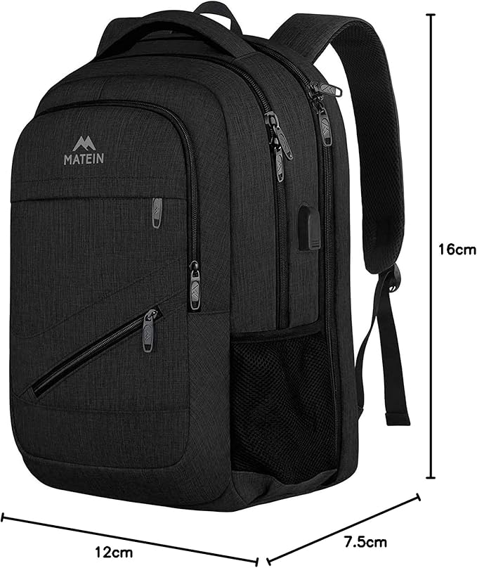MATEIN 15.6 Inch Backpack for Men Women, 20 L Personal Item Casual Backpack Airline Approved, Water Resistant Laptop Computer Backpack with Multiple Organized Pockets, Black