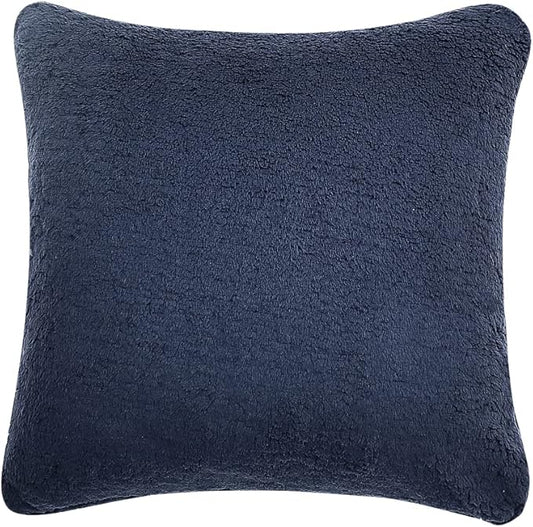 Reafort Ultra Soft Sherpa Euro Sham Pillow Case 26"x26" Replacement with Zipper Closure (Navy, 26"x26" Euro Sham)