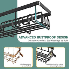 Veken Shower Caddy 6-Pack,Advanced Rustproof Design, No Drilling Adhesive Shelves, Rack with Soap Holder, Large Capacity Bathroom Organizers and Storage, Wall-Mounted Kitchen & Home Decor