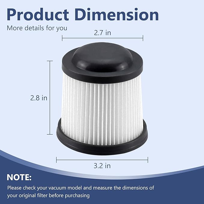 4 Pack PVF110 Replacement Filter for Black and Decker Handheld Pivot Vacuums PHV1810, PHV1210, PHV1410, BDH2000PL, BDH2020FLFH, BDH1620FLFH, Part # 90552433, Washable Hand Vac Filters