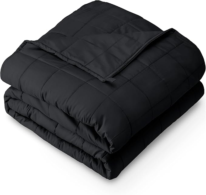 Bare Home Weighted Blanket Twin or Full Size 7lb (40" x 60") - All-Natural 100% Cotton - Premium Heavy Blanket Nontoxic Glass Beads (Black, 40"x 60")