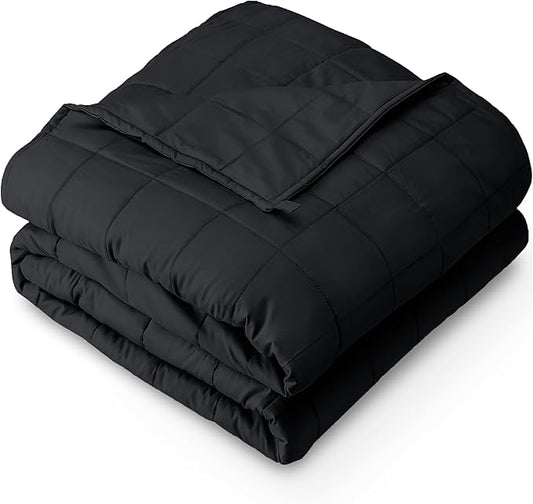 Bare Home Weighted Blanket Twin or Full Size 7lb (40" x 60") - All-Natural 100% Cotton - Premium Heavy Blanket Nontoxic Glass Beads (Black, 40"x 60")