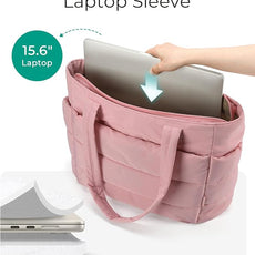 BAGSMART Tote Bag for Women, Lightweight Puffy Tote Bag with Compartments Shoulder Bag Handbag for Travel, Work, Gym