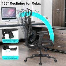 Ergonomic Office Chair, Desk Chair with Adjustable Height, Lumbar Support, High Back Mesh Computer Chairs with Flip up Armrests, Task Chairs for Home, Bedroom, Study, Dorm, Student, Adults Men Women