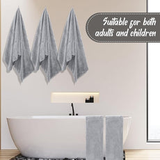 16 Pack Microfiber Bath Towels Bulk 27'' x 60'' Oversized Size Bath Towel Highly Absorbent Extra Large Soft Drying for Shower Beach Winter Salon Sport Gym Party (Stripe,Grey)